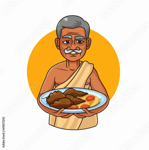 An Indian Man selling local food logo vector AI generated 