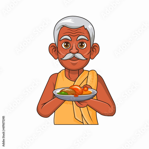 An Indian Man selling local food logo vector AI generated 