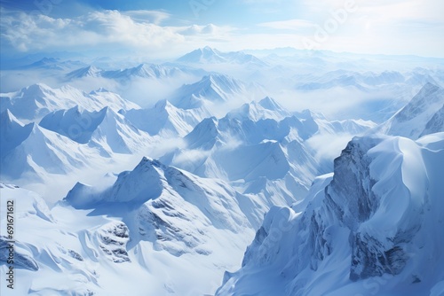 Breathtaking Alps. Sunlight Illuminating Peaks Against Vivid Blue Sky, Captured in a Stunning View