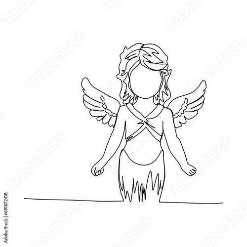 Wallpaper Mural Cute cupid one line drawing vector illustration. Torontodigital.ca