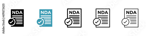 NDA sign set. Business details security law paper for UI designs. photo