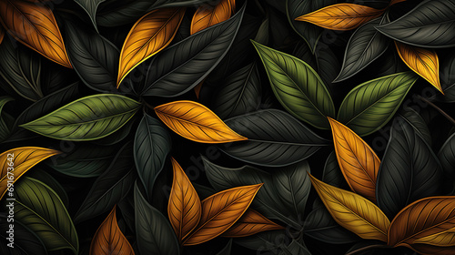 green and yellow golden inspired leaves artwork