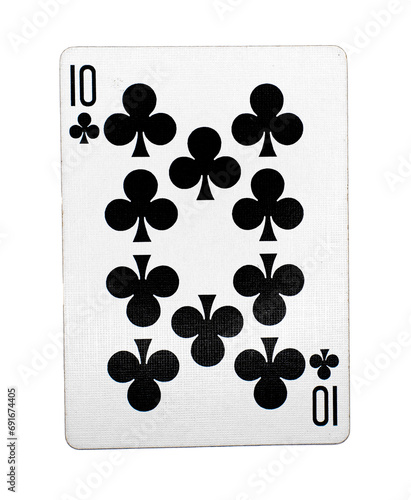 Ten of clubs playing card on a transparent background  photo