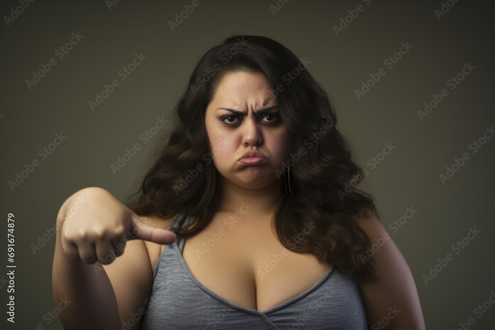 A woman wearing a tank top is pointing directly at the camera. This image can be used to depict confidence, assertiveness, or as a call to action A woman wearing a tank top is pointing directly at the camera. This image can be used to depict confidence, assertiveness, or as a call to action