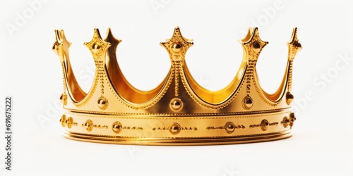 A regal gold crown on a clean white background. Perfect for use in royal or luxury-themed designs