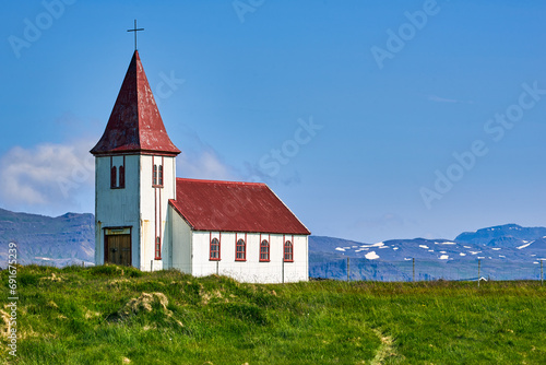 Hellnar church. Snaefellsnes peninsula. Iceland photo
