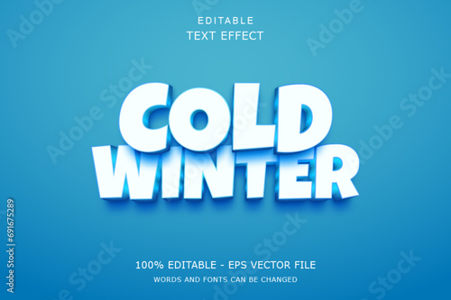 Vector editable 3D text style Cold Winter 3D text Effect