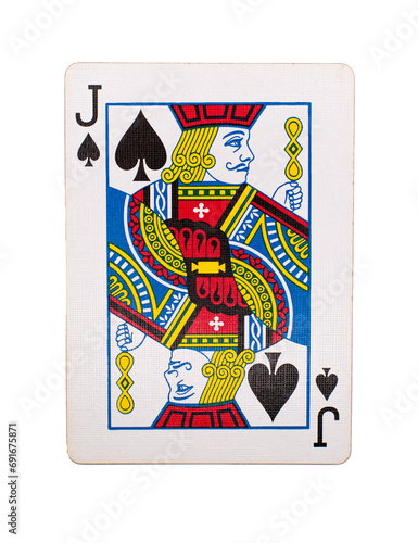 Jack of spades playing card on a transparent background  photo