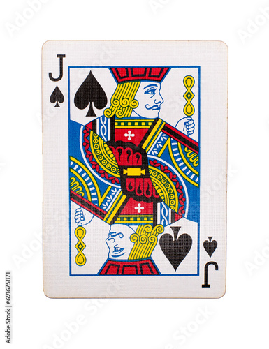 Jack of spades playing card on a transparent background 