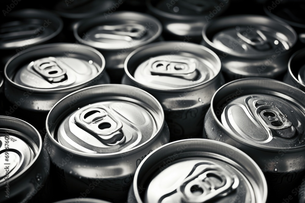 A collection of soda cans arranged together. This image can be used for advertising, recycling campaigns, or in articles about beverages A collection of soda cans arranged together. This image can be used for advertising, recycling campaigns, or in articles about beverages