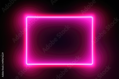 A pink neon frame stands out against a black background. Perfect for adding a pop of color and excitement to any design or project photo