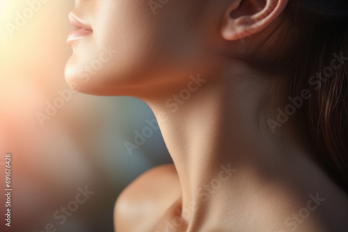 A close-up image of a woman with her eyes closed. Perfect for meditation or relaxation themes