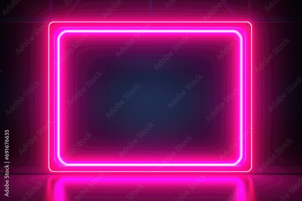 A pink neon frame illuminating a dark room. This picture can be used to create a vibrant and modern atmosphere in various designs and presentations A pink neon frame illuminating a dark room. This picture can be used to create a vibrant and modern atmosphere in various designs and presentations