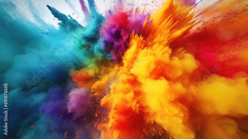 A vibrant explosion of colored powder in the air. Perfect for adding a burst of energy and excitement to any project