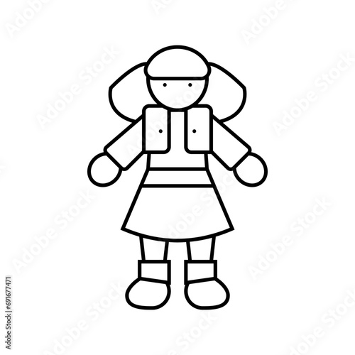 doll toy child baby kid line icon vector. doll toy child baby kid sign. isolated contour symbol black illustration