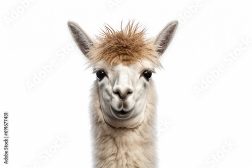 A close-up photograph of a llama looking directly at the camera. Suitable for animal-themed designs and nature-related projects © Fotograf