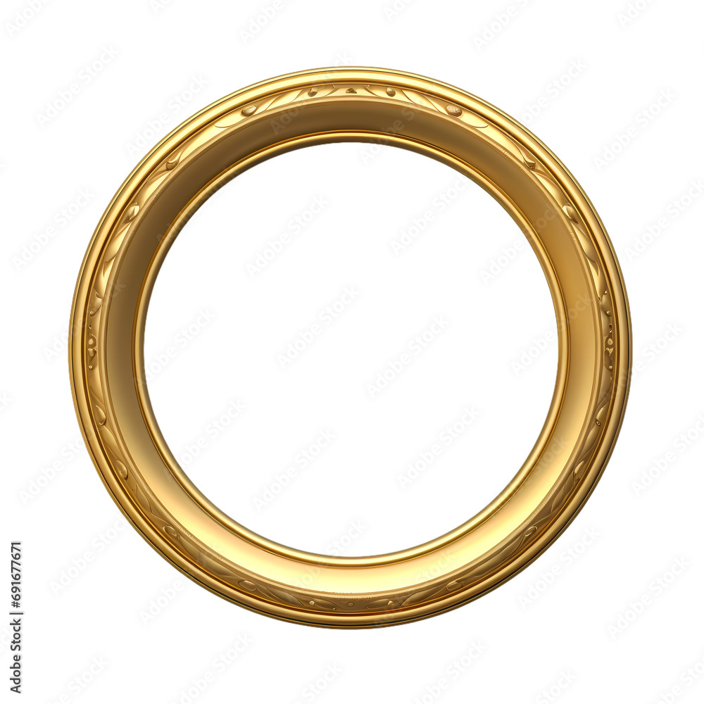 Golden round frame isolated on transparent background Golden round frame isolated on transparent background