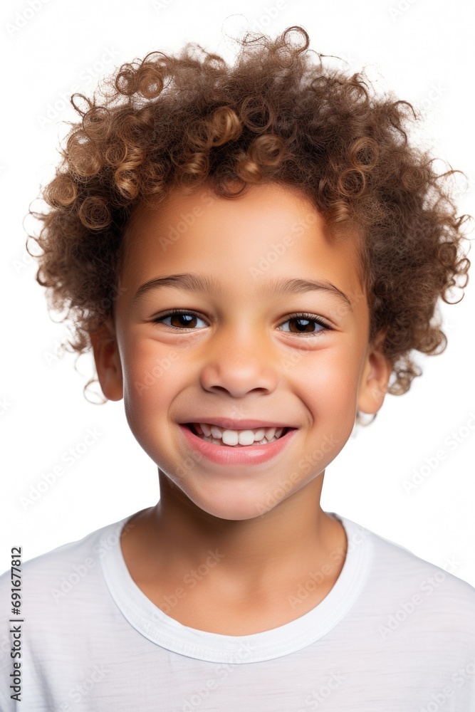 A cheerful young boy with curly hair smiling directly at the camera. This image can be used to portray happiness, positivity, and innocence. A cheerful young boy with curly hair smiling directly at the camera. This image can be used to portray happiness, positivity, and innocence.