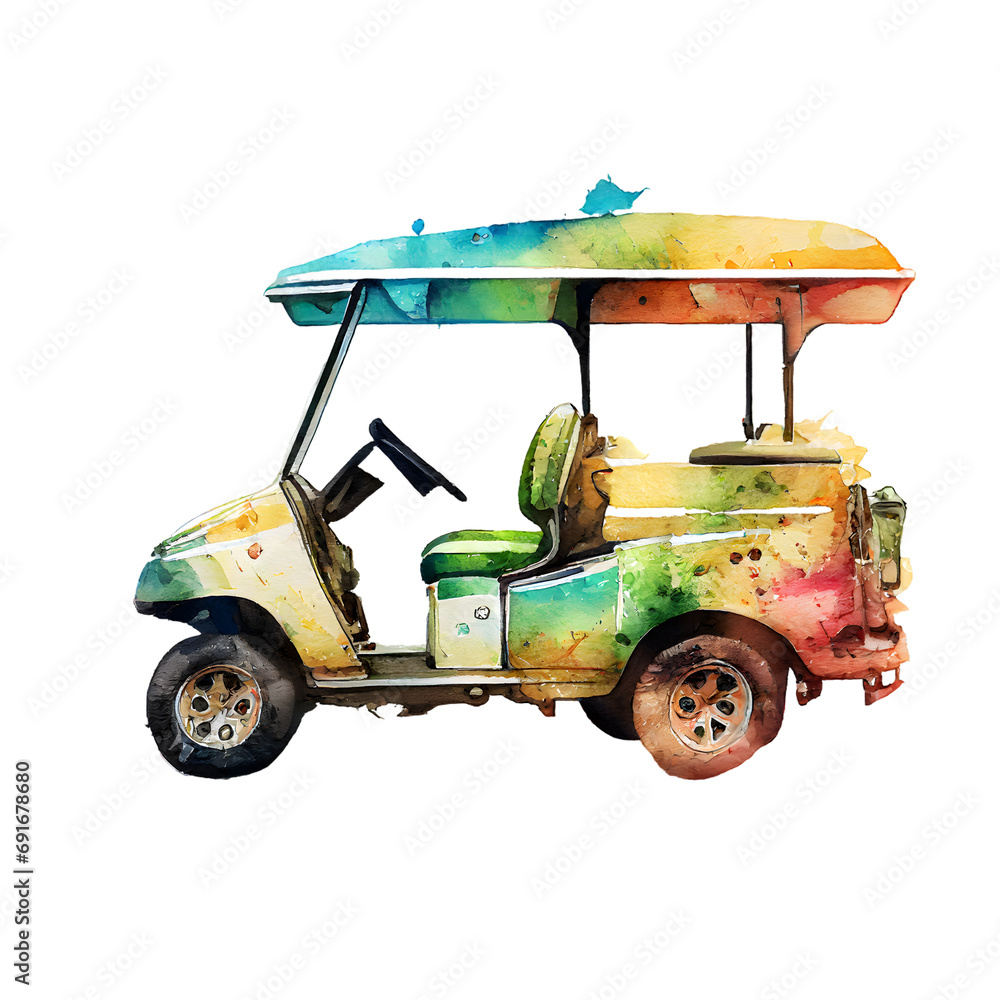 Obraz premium watercolor golf cart