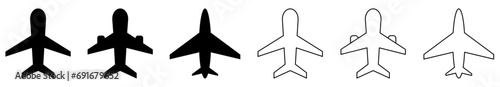Set of plane icons. Airplane icons. Flight transport symbol. Vector illustration isolated on white background photo