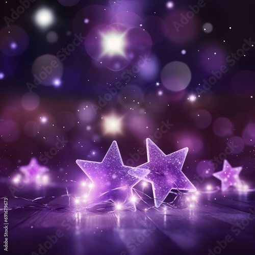 Pink and purple stars, bokeh effect in the background. The Christmas star as a symbol of the birth of the savior.