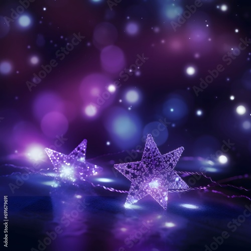 Pink and purple stars, bokeh effect in the background. The Christmas star as a symbol of the birth of the savior.