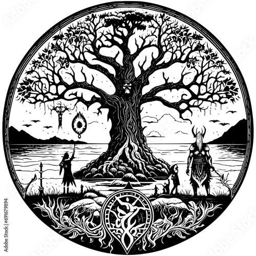 Ancient Norse Mythology Scene