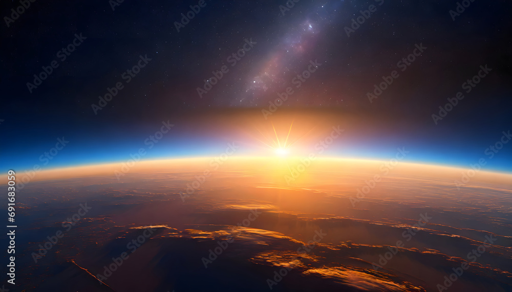 Dawn of a New Day - Panoramic Earth Globe with Sunrise