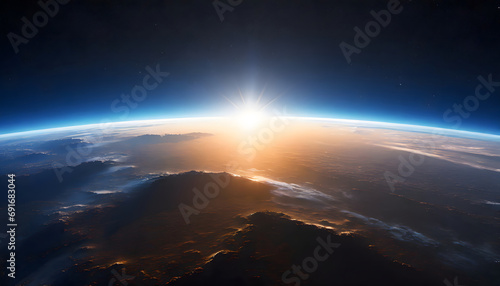 Dawn of a New Day - Panoramic Earth Globe with Sunrise