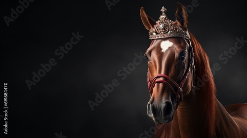 Horse wearing Crown. AI Generative
