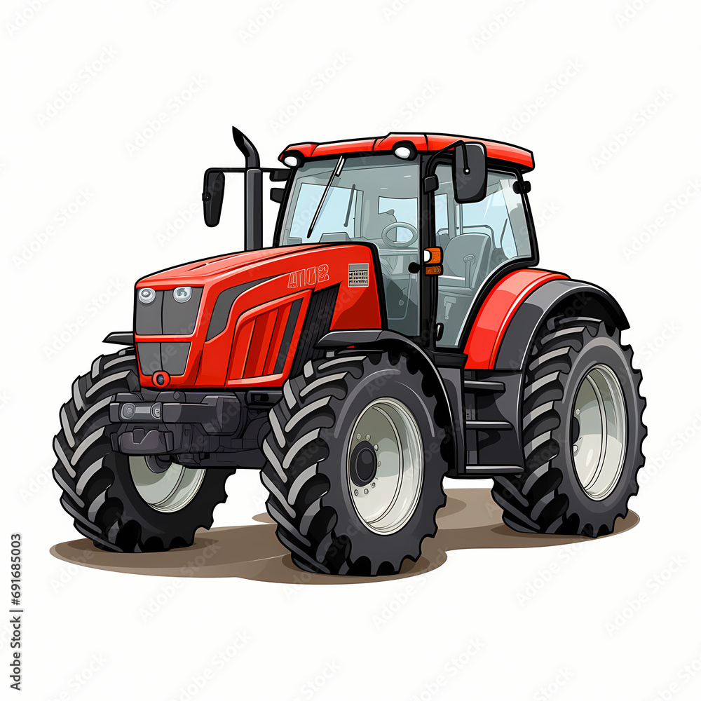 Obraz premium red tractor isolated on white