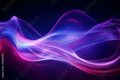 Neon waves 3D rendering, wallpaper background