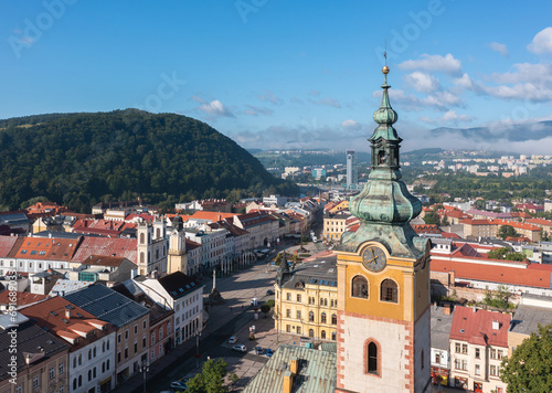 Obraz na płótnie Aerial cityscape of Banská Bystrica, Slovakia, old town landmark and Town barbican castle, Slovakia w salonie