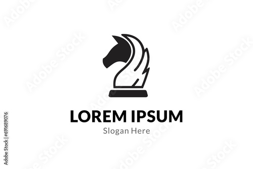 Abstract chess horse logo, icon design vector template