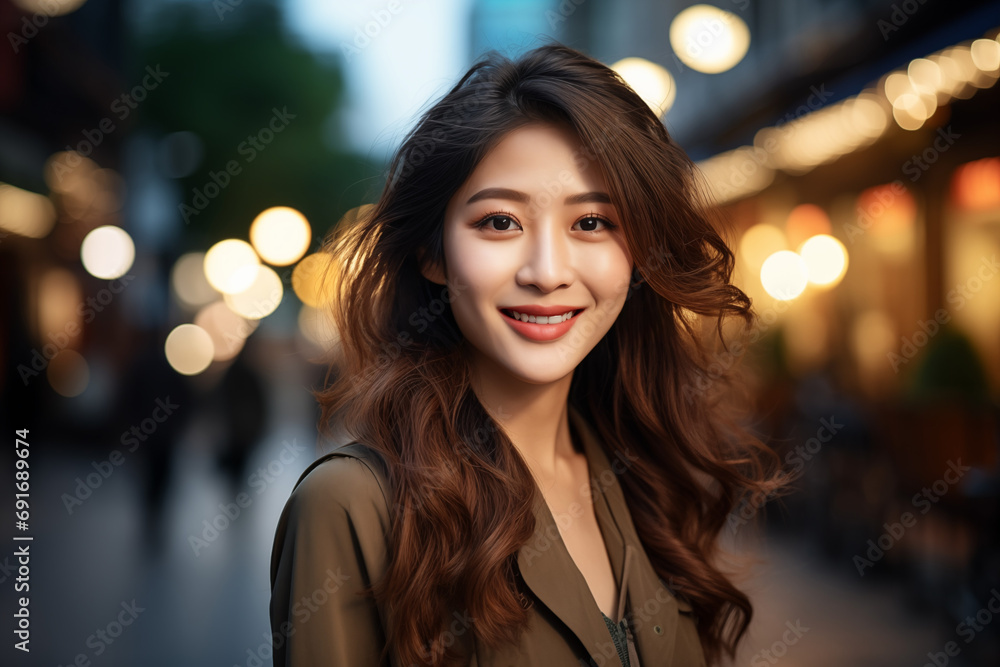 Stylish Chinese Woman Embracing City Vibes Stylish Chinese Woman Embracing City Vibes
