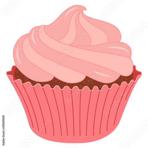 Cupcake flat icon. 
Delicious cupcake and vector sprinkle muffin isolated on white background.