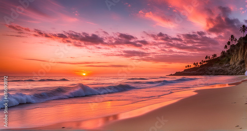 Sun-Kissed Horizons: Capturing the Allure of an Attractive Beach Sunset View