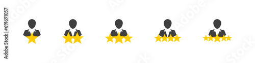Master service feedback ranking icon set. Customer satisfaction rating icons.