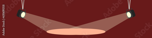 Spotlight lamps vector illustration. Stage light illumination background.