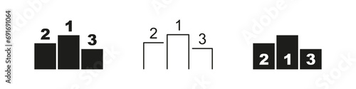 Winner pedestal vector icon set. Sport competition winners podium icons.