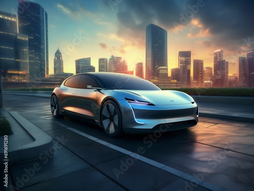 Futuristic Self-Driving Car Technology AI Generated
