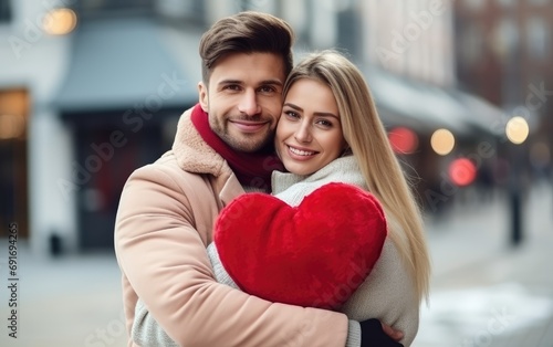 A happy beautiful couple hu...