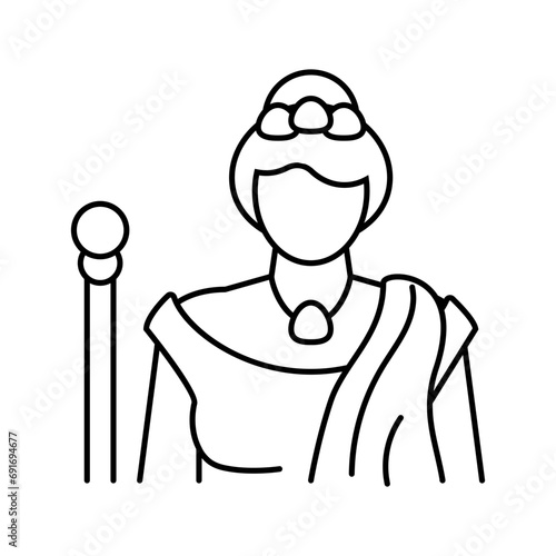 hera greek god mythology line icon vector. hera greek god mythology sign. isolated contour symbol black illustration