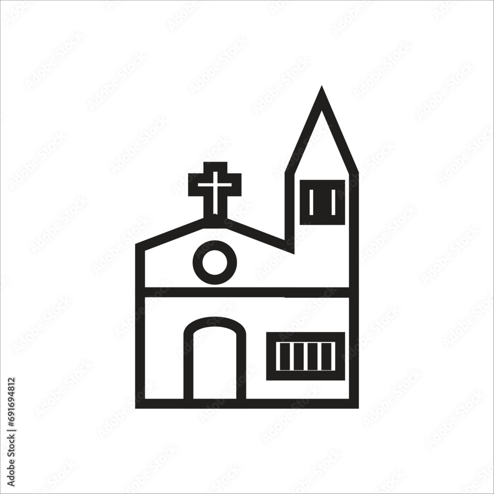 church vector icoon line template