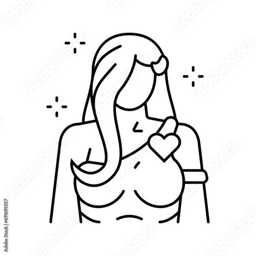 aphrodite greek god mythology line icon vector. aphrodite greek god mythology sign. isolated contour symbol black illustration