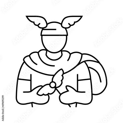 hermes greek god mythology line icon vector. hermes greek god mythology sign. isolated contour symbol black illustration