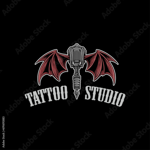 Bat Tattoo Studio Art Logo