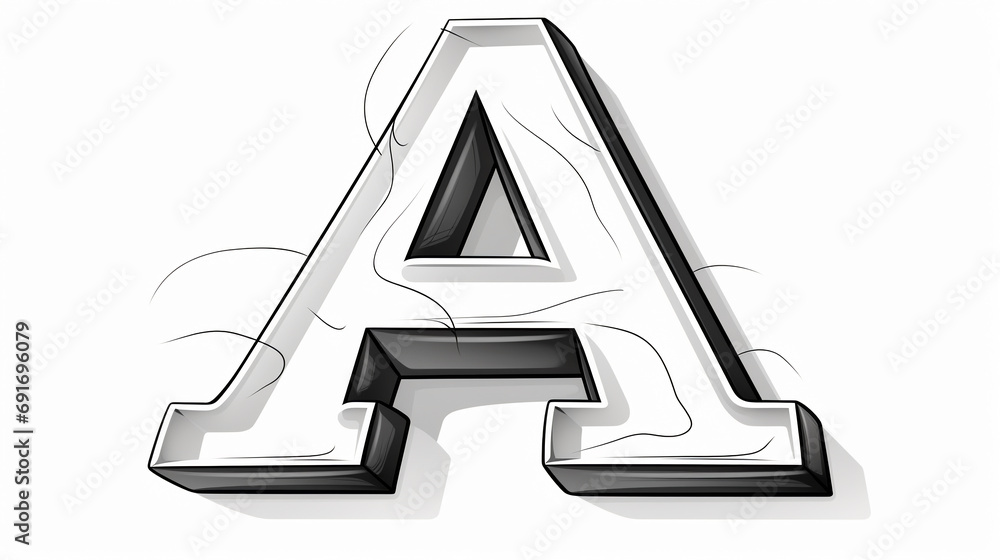 Vector letter of A colorless black and white contour line easy drawing ...