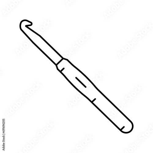 crochet hook knitting wool line icon vector. crochet hook knitting wool sign. isolated contour symbol black illustration