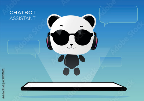 robot shaped chatbot assistant with
artificial intelligence. Cute robot vector illustration